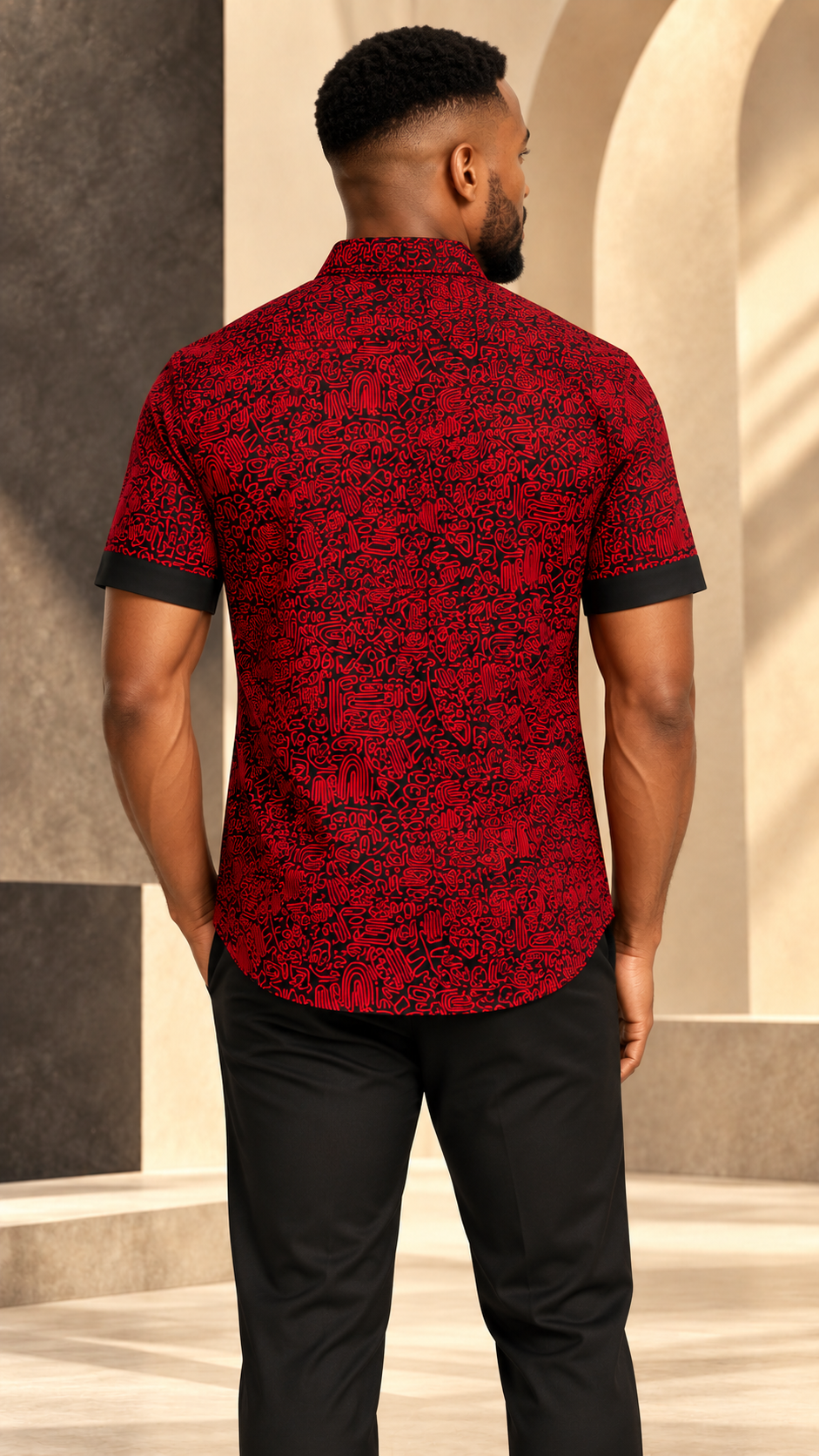 Femi motif abstract ankara cotton shirt for men
