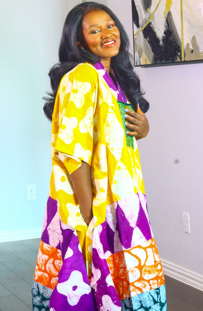 Adenike women’s Batik African print Bubu Kaftan outfit