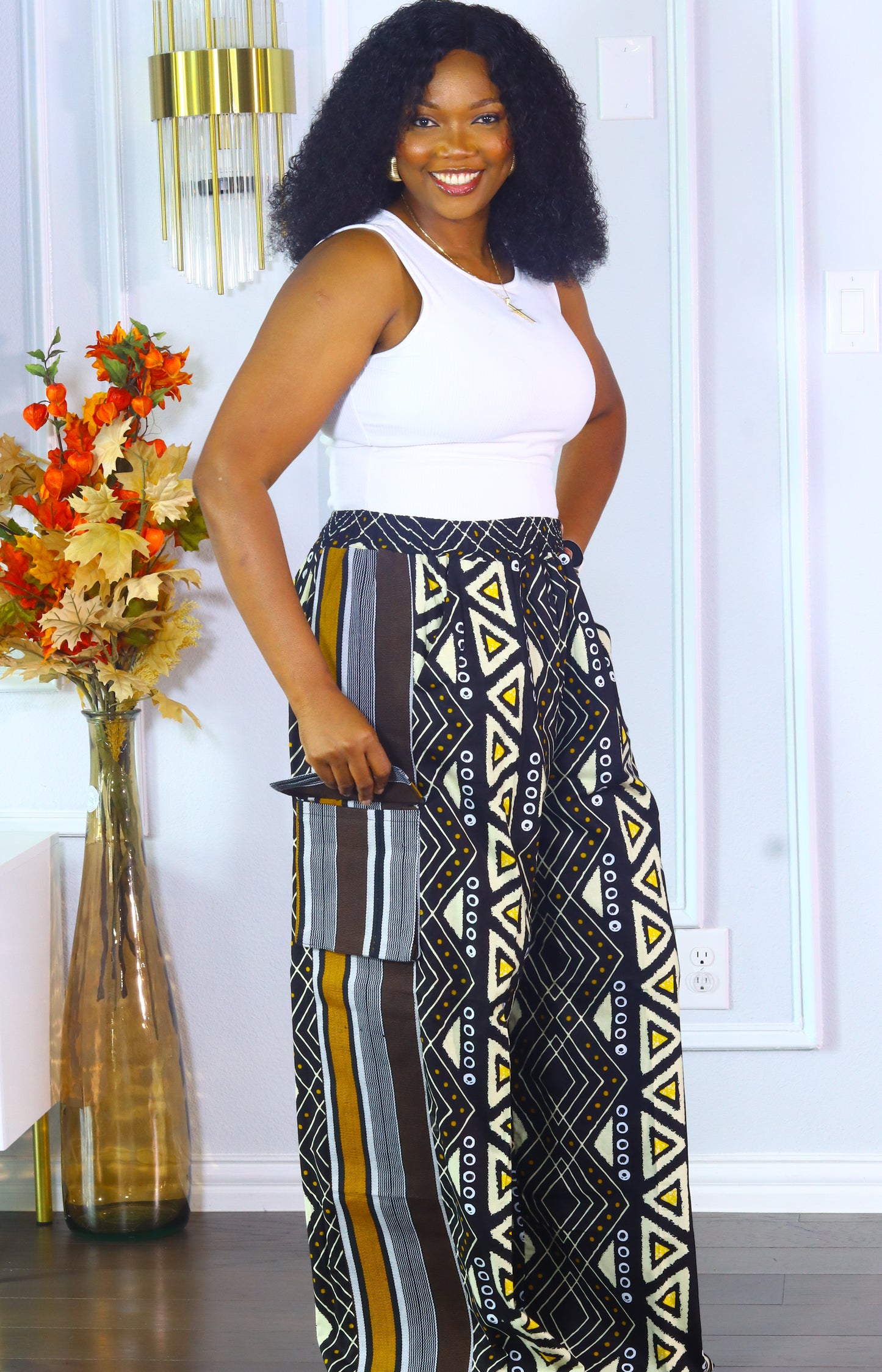 Adedayo aso oke and ankara kimono shirt & baggy cargo pants