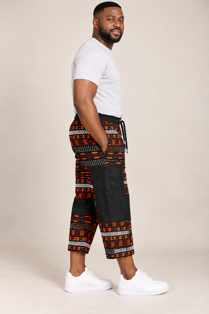 Olufemi Handmade white and black Ankara Cotton Pants | African Print Men's Trousers (Drawstring) (Copy)