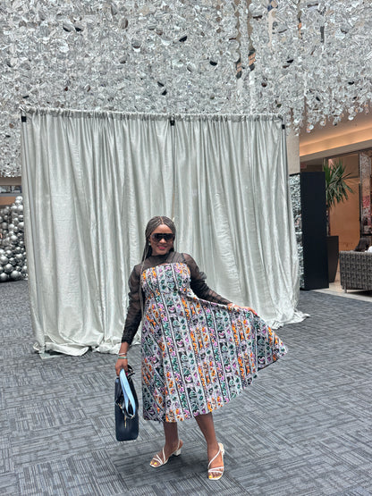Adanna African print flared cut out dress for women