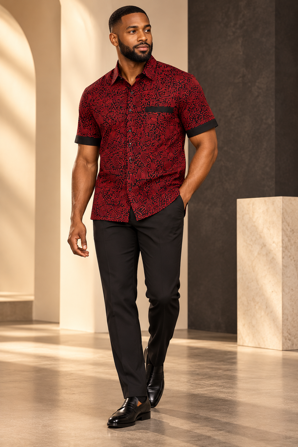 Femi motif abstract ankara cotton shirt for men
