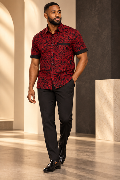 Femi motif abstract ankara cotton shirt for men