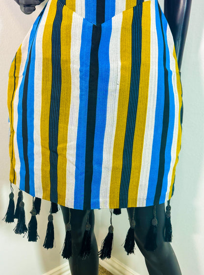 Agbeke Aso oke corset cinched waist dress
