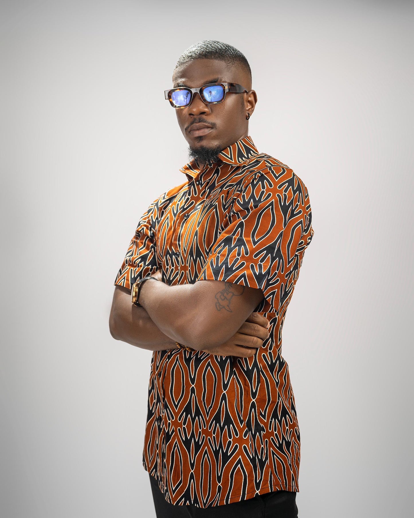 Nubi African print button down shirt for Men