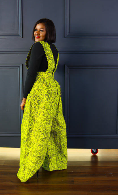 Adaobi African print pinafore palazzo jumpsuit