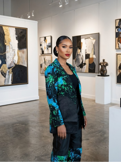 Obehi Ankara women’s blazer set (Black)