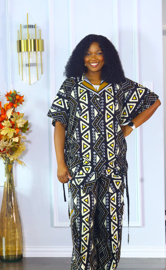 Adedayo aso oke and ankara kimono shirt & baggy cargo pants