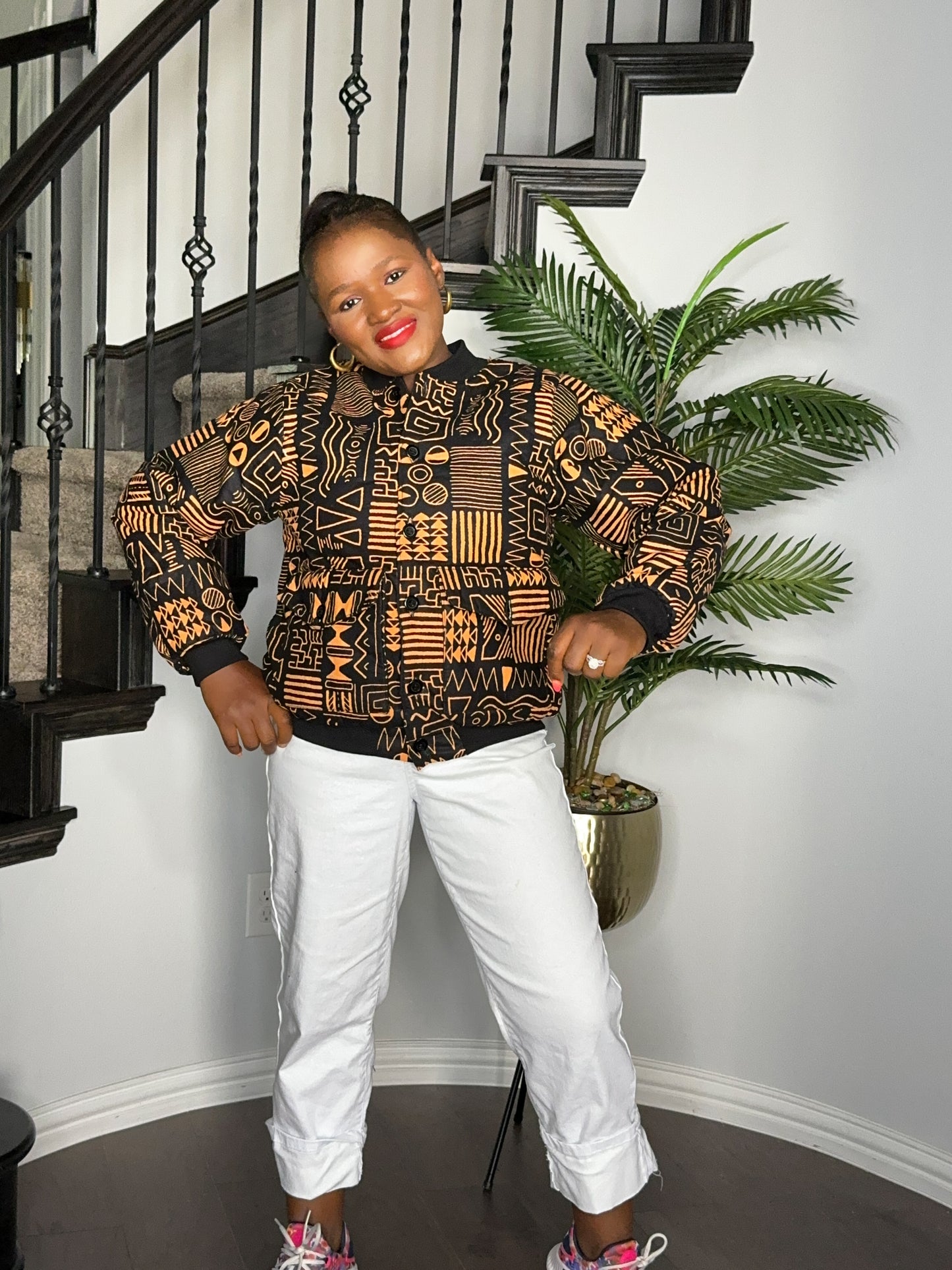 Adesola African print Ankara Button down Jacket