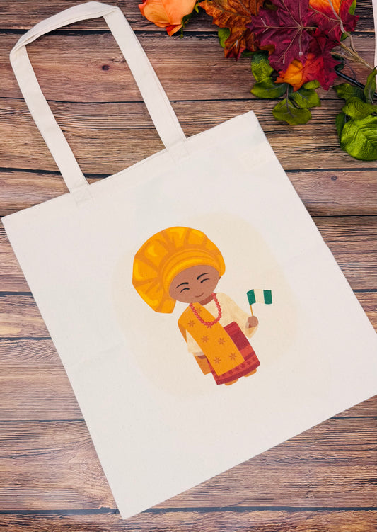 Canvas Naija women Afrocentric design tote bag