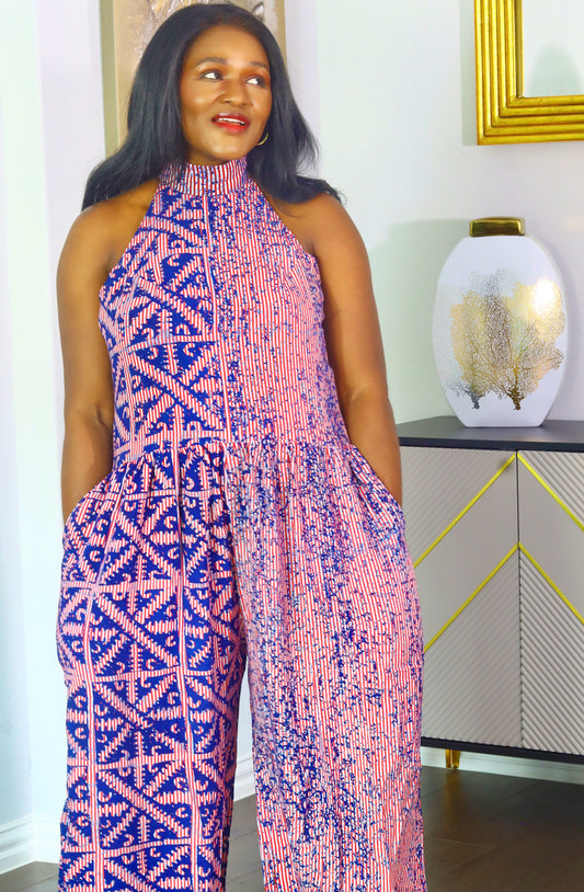 Adeore adire sleeveless women jumpsuit