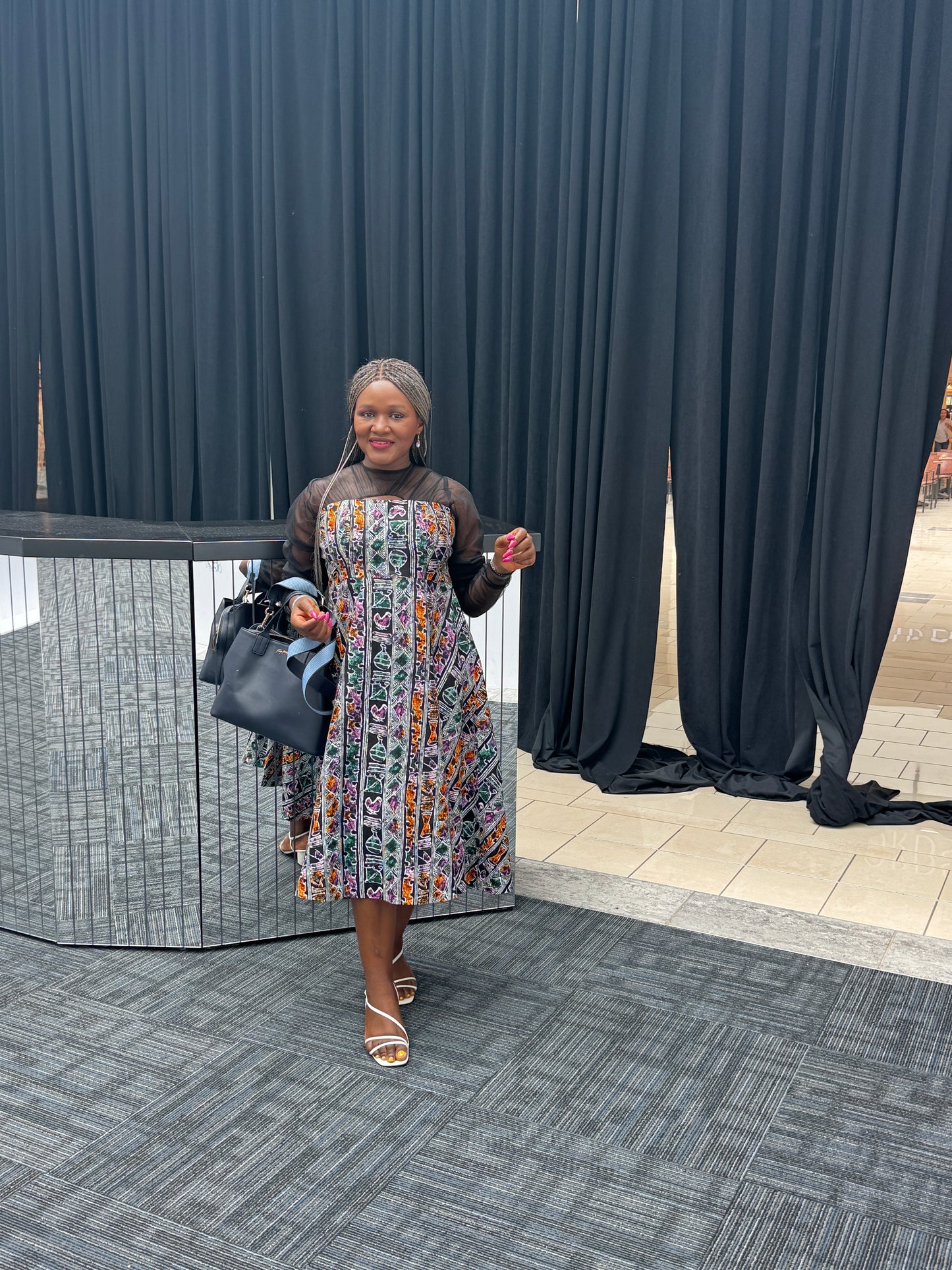 Adanna African print flared cut out dress for women