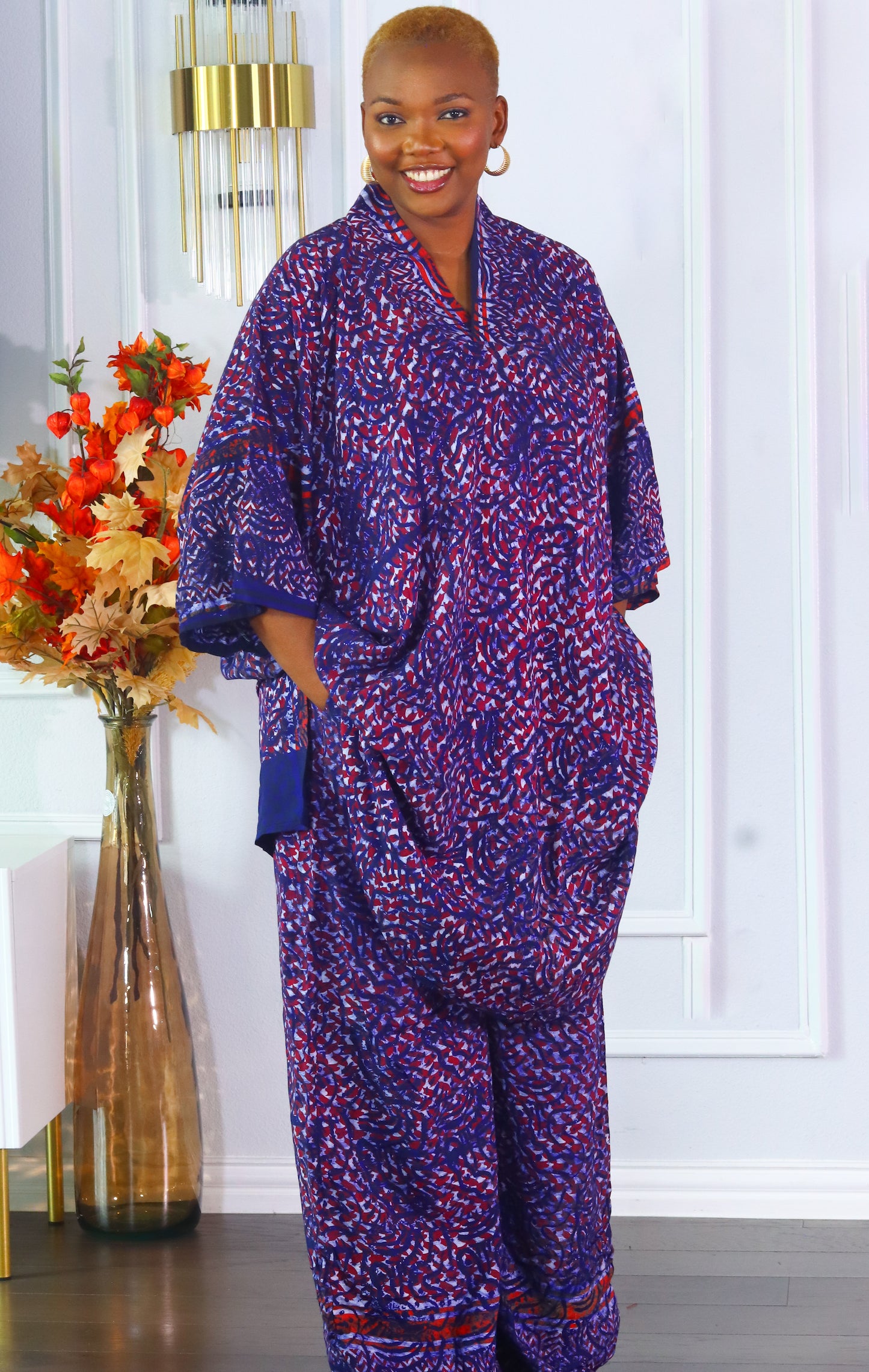 Zion Adire crepe cotton relaxed two piece outfit