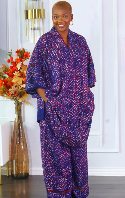 Zion Adire crepe cotton relaxed two piece outfit