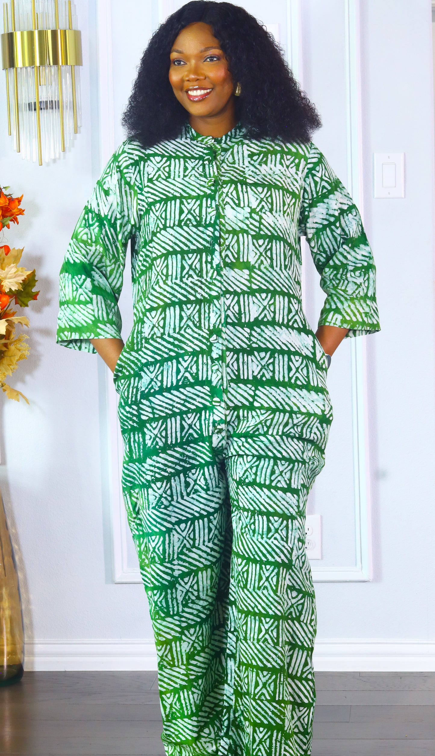 Ify adire crepe African print  women dungaree jumpsuit