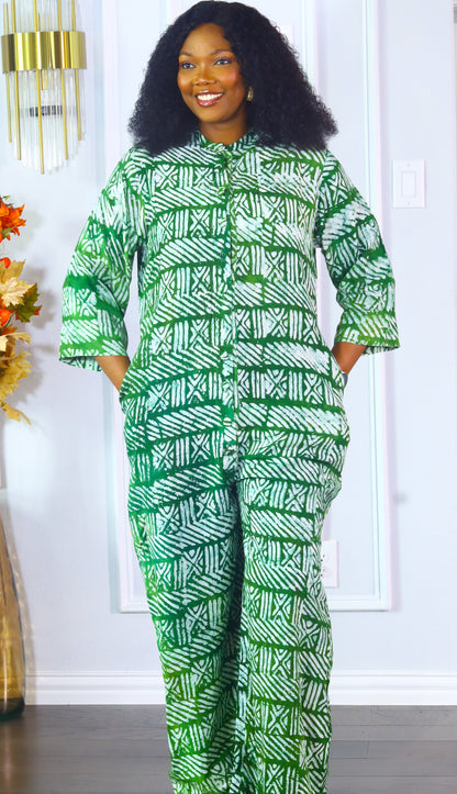 Ify adire crepe African print  women dungaree jumpsuit