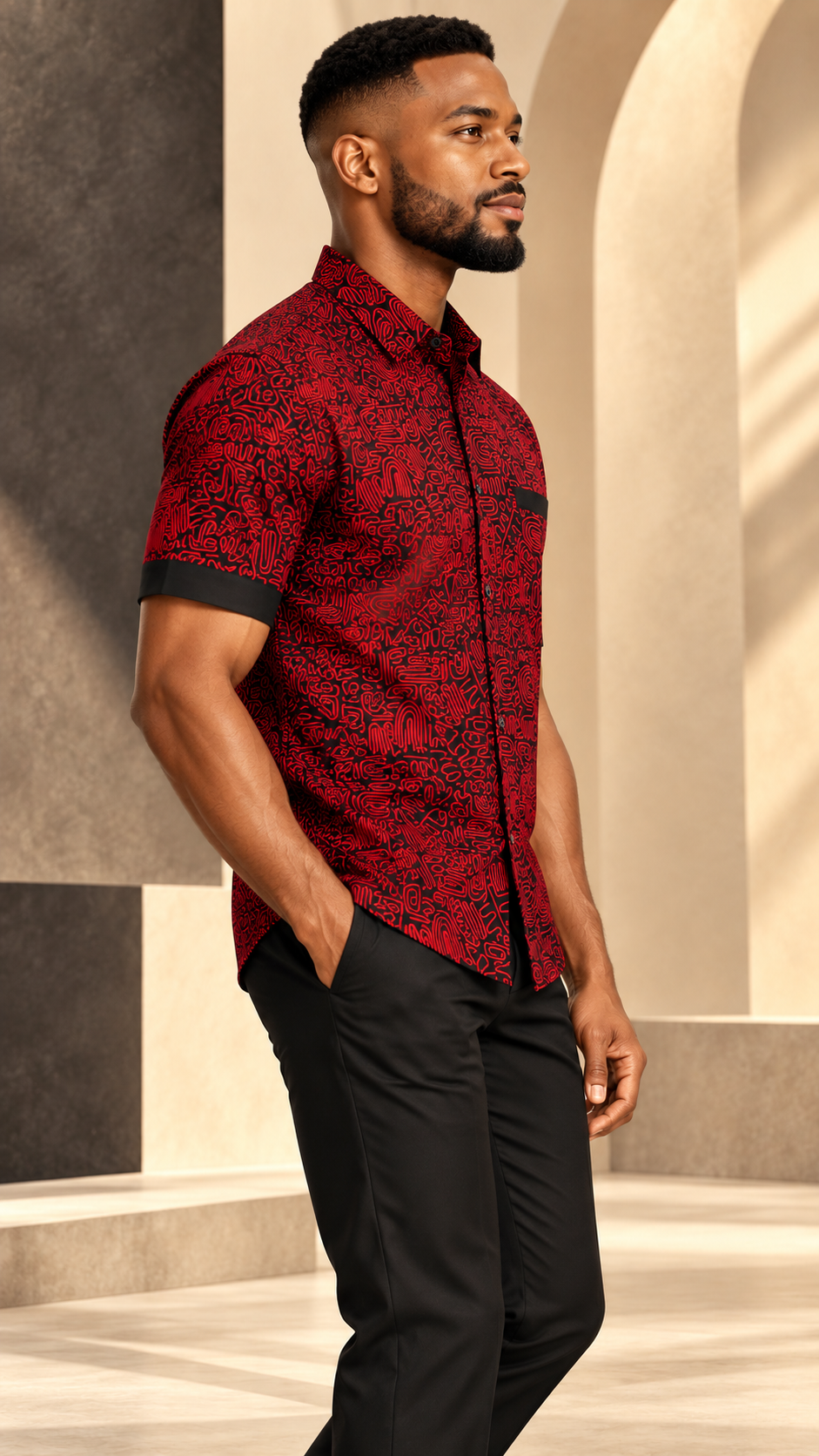 Femi motif abstract ankara cotton shirt for men