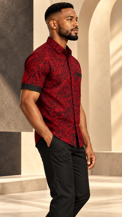 Femi motif abstract ankara cotton shirt for men