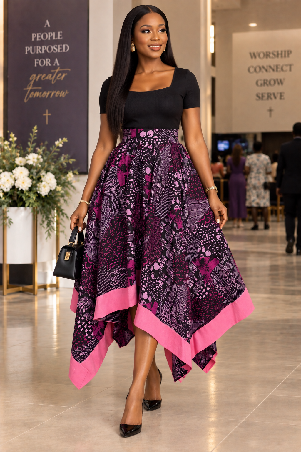 Maya Geometric Batik Handkerchief Midi Skirt