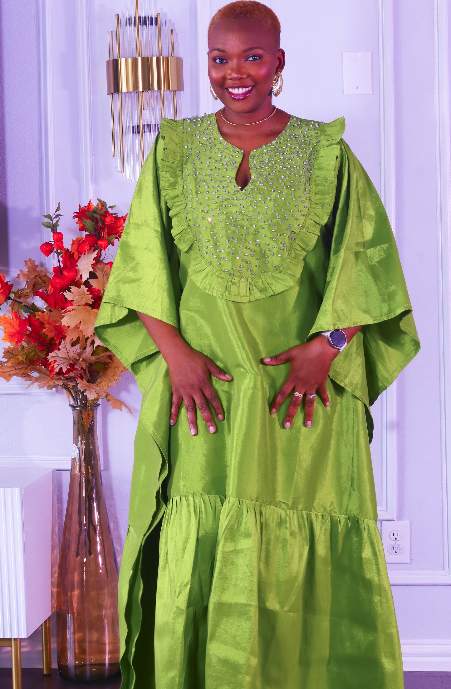 Achalugo Bubu Kaftan  with beads and ruffles