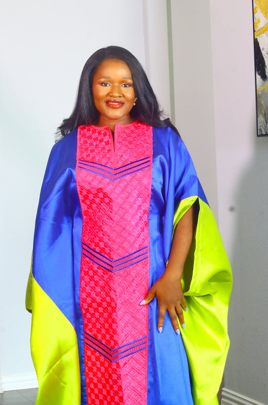 Mide Embroidered Rich aunty luxury Bubu (Light blue)