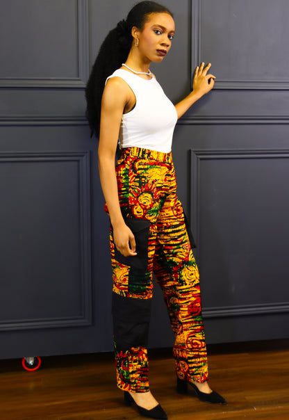 Damilola ankara print cargo pants (Yellow)