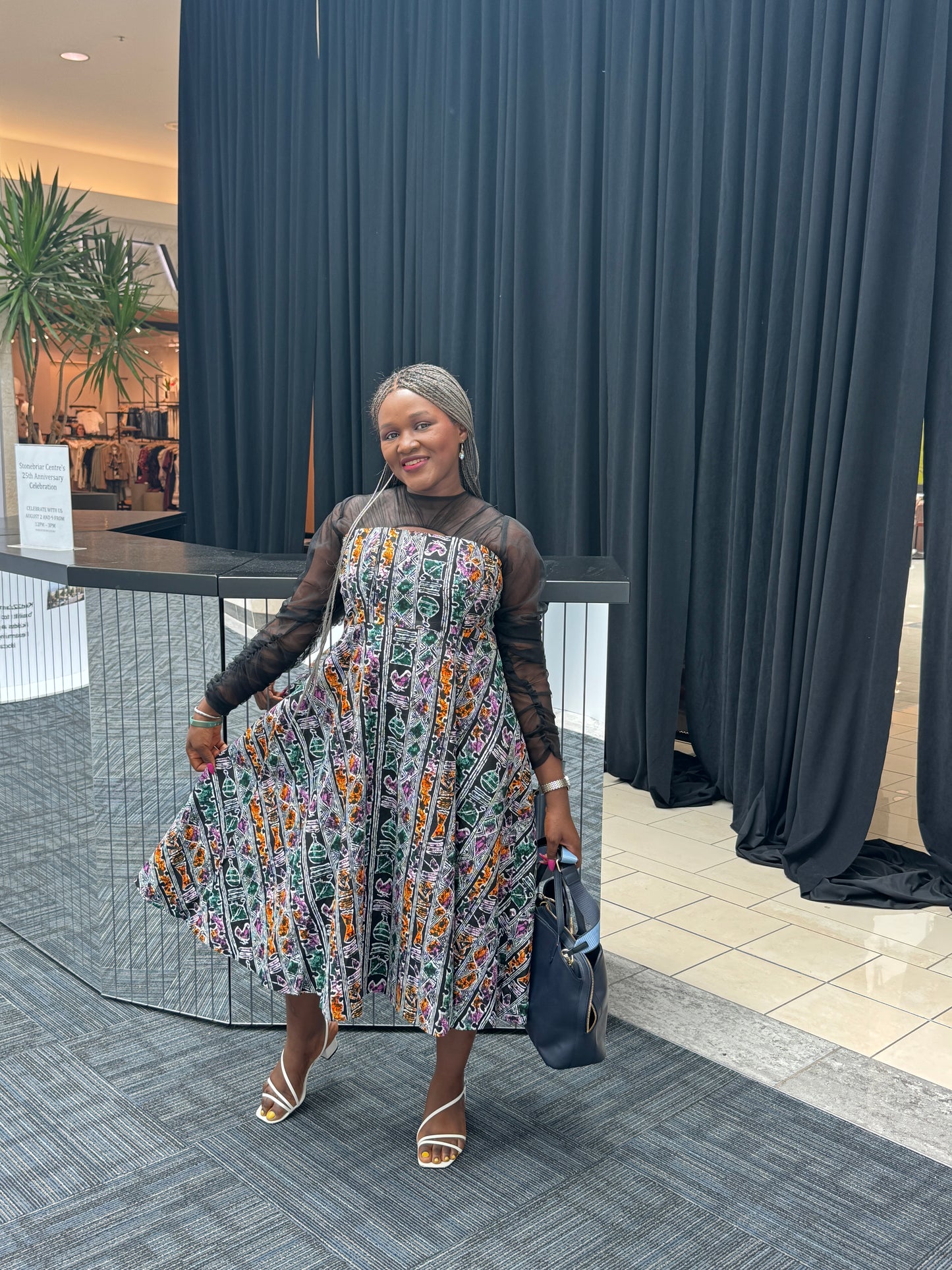 Adanna African print flared cut out dress for women