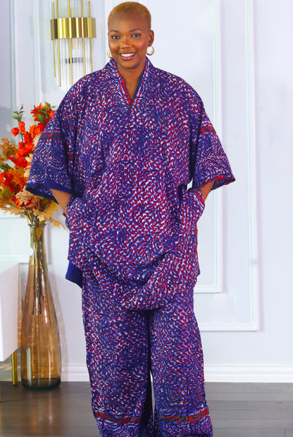 Zion Adire crepe cotton relaxed two piece outfit
