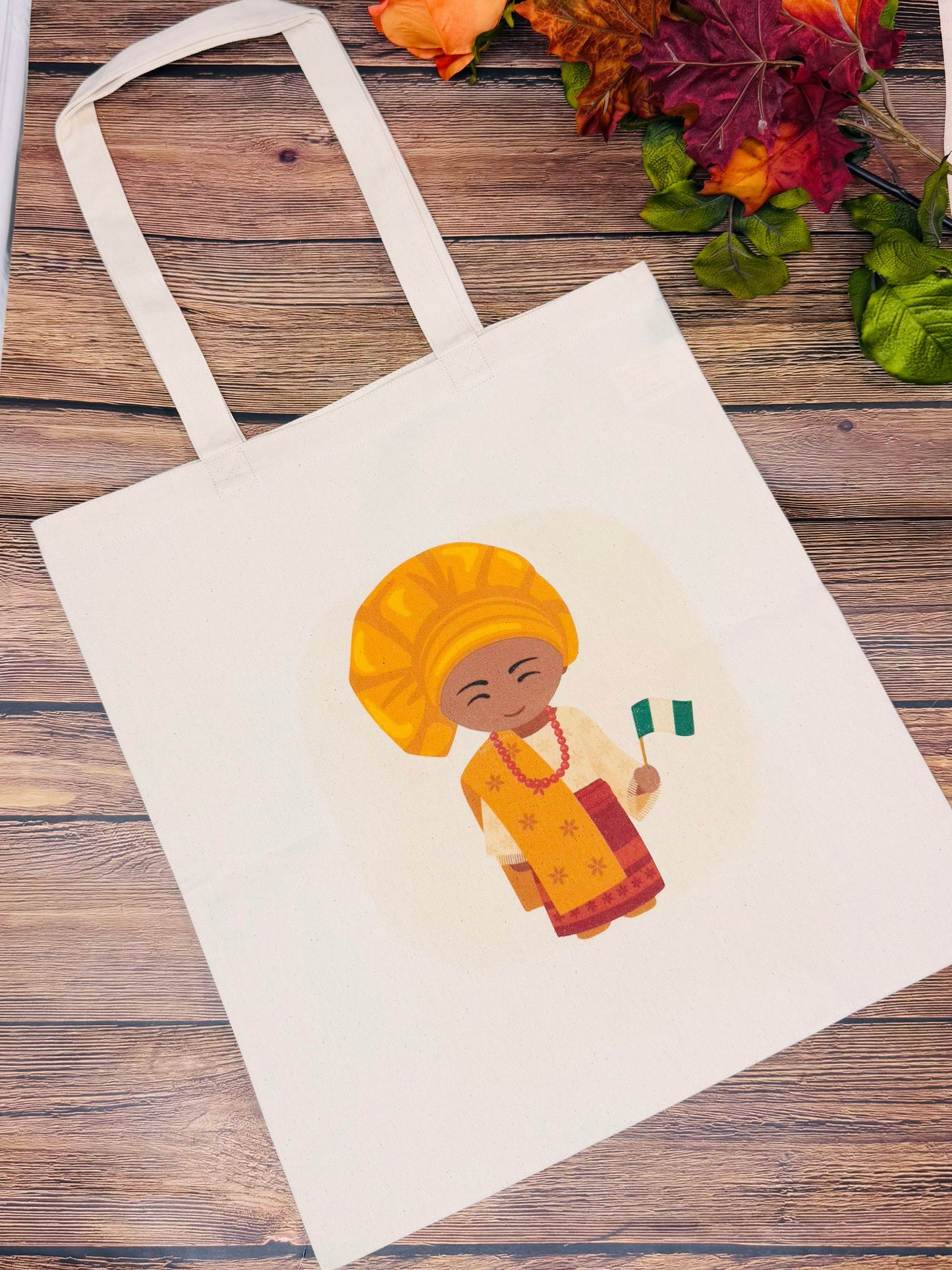 Canvas Naija women Afrocentric design tote bag