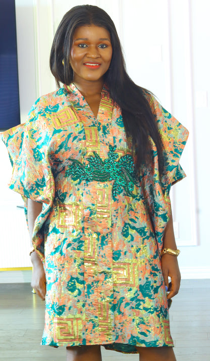 Omotola Short brocade bubu dress