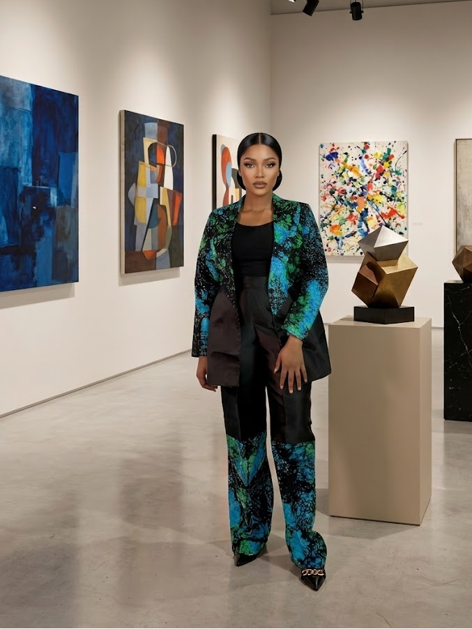 Obehi Ankara women’s blazer set (Black)