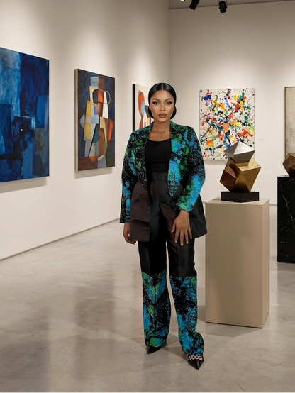 Obehi Ankara women’s blazer set (Black)