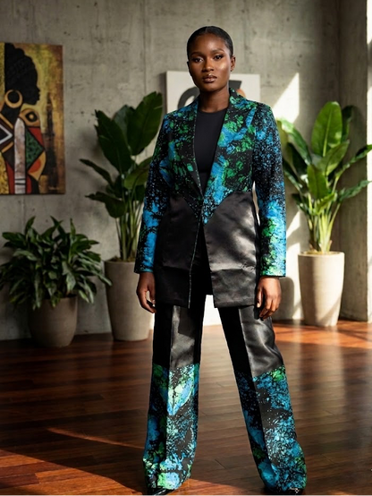 Obehi Ankara women’s blazer set (Black)