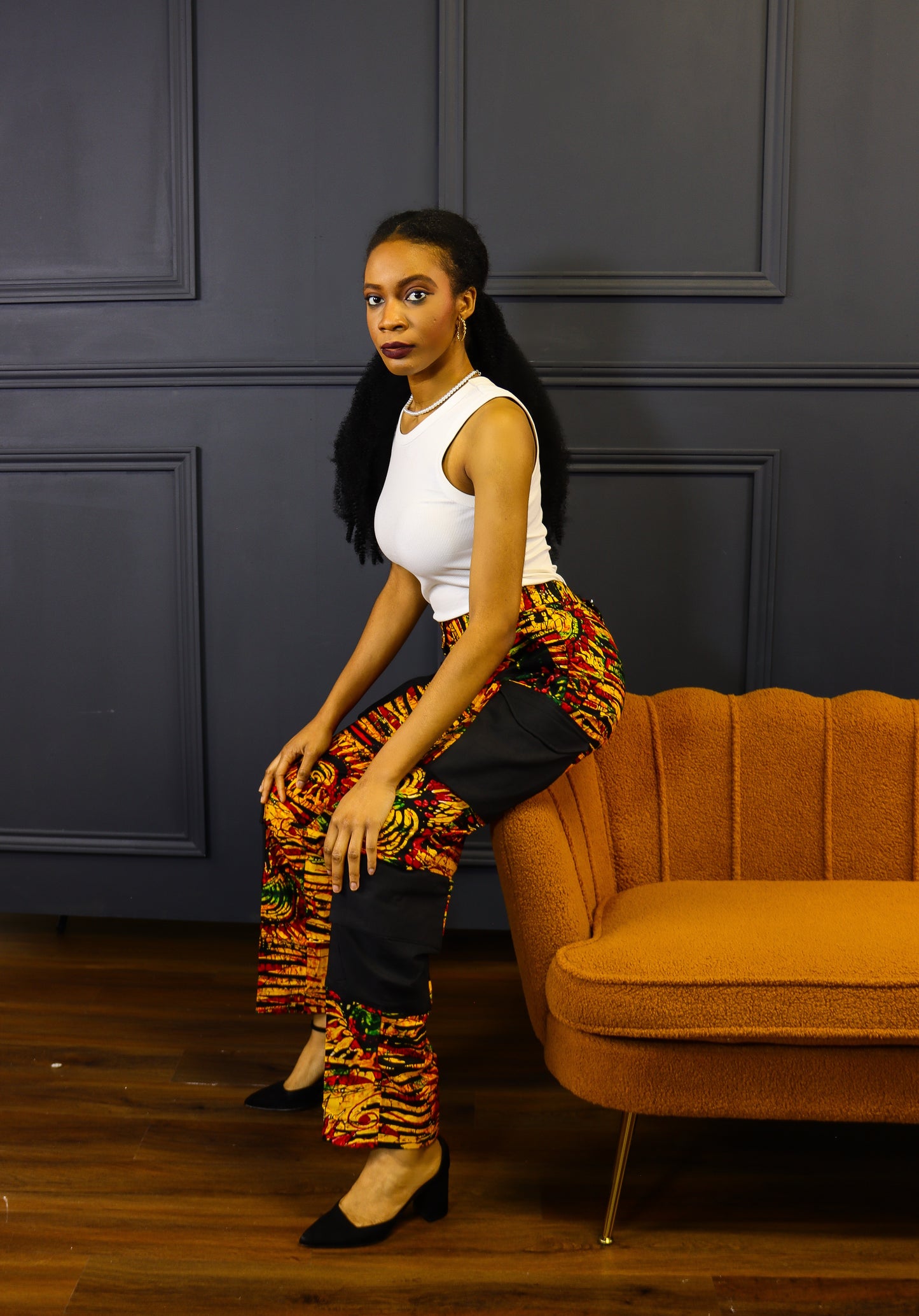 Damilola ankara print cargo pants (Yellow)