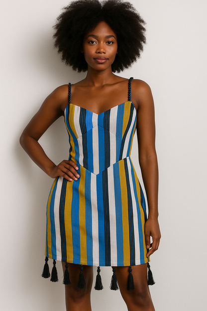 Agbeke Aso oke corset cinched waist dress
