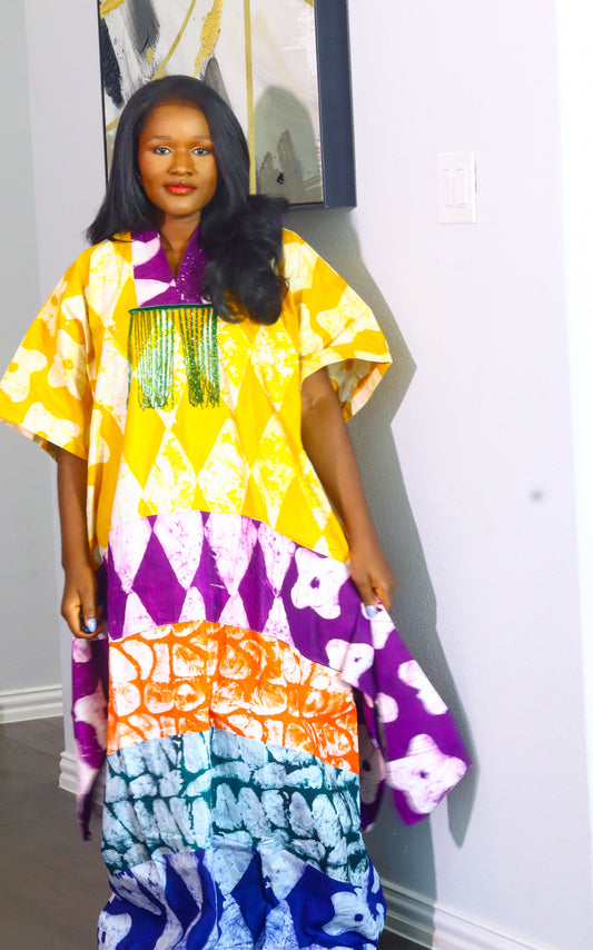 Adenike women’s Batik African print Bubu Kaftan outfit