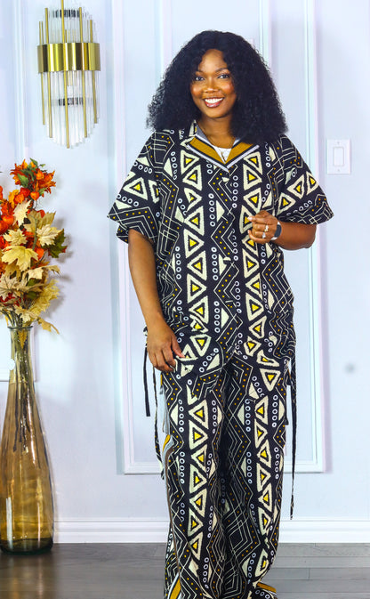 Adedayo aso oke and ankara kimono shirt & baggy cargo pants