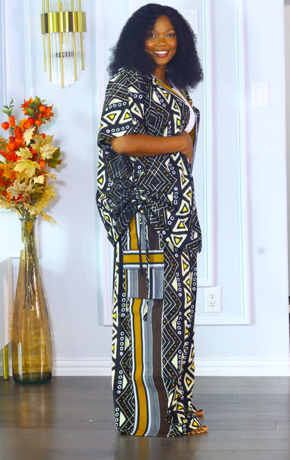 Adedayo aso oke and ankara kimono shirt & baggy cargo pants