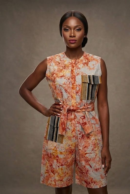 Azelia Adire aso oke combo Romper