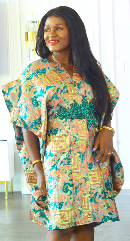 Omotola Short brocade bubu dress