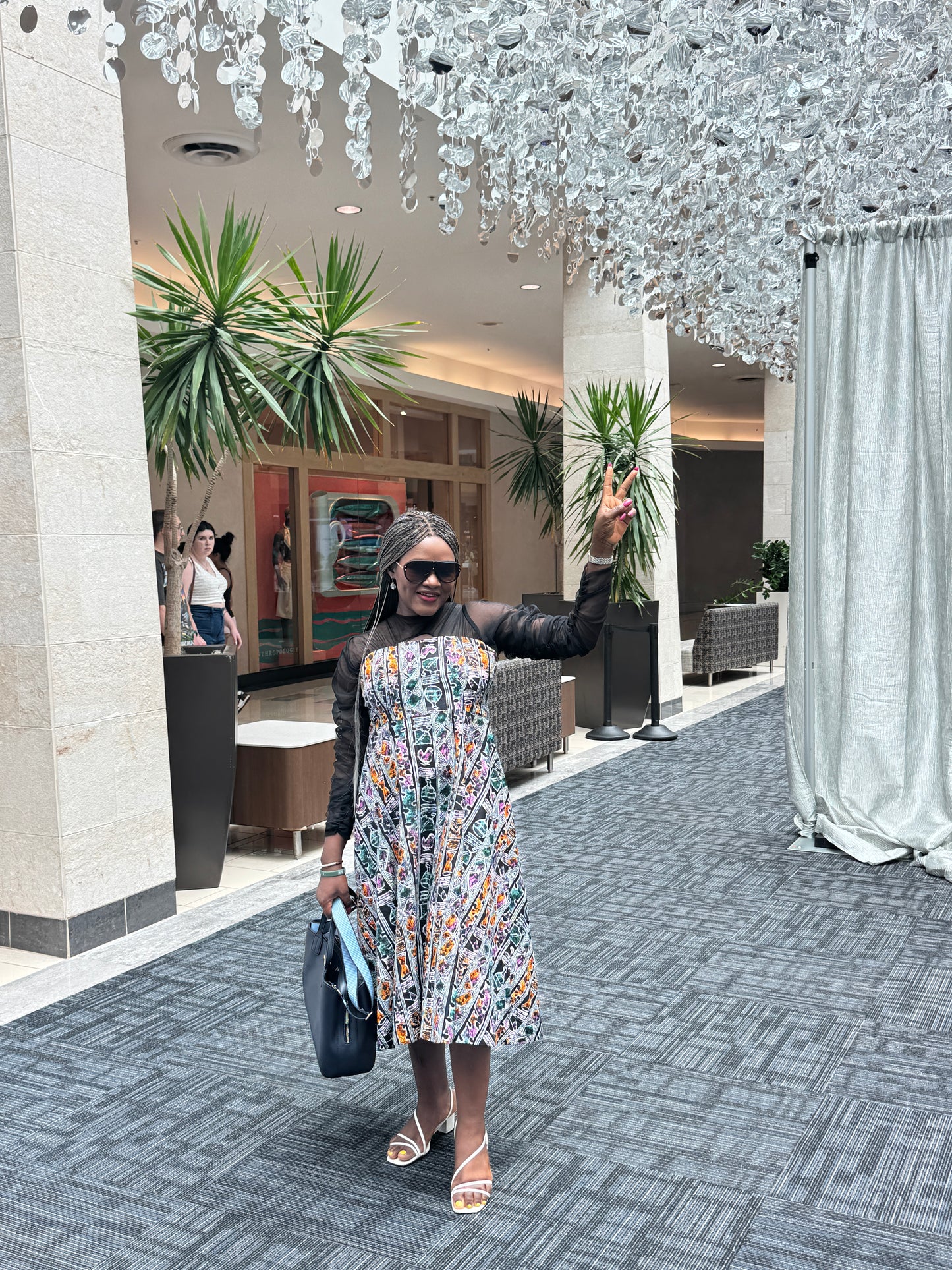 Adanna African print flared cut out dress for women