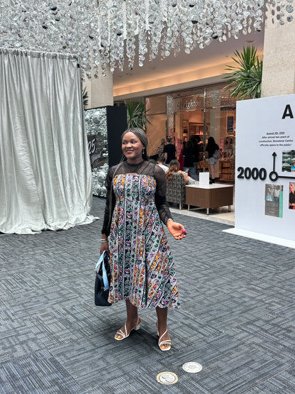 Adanna African print flared cut out dress for women