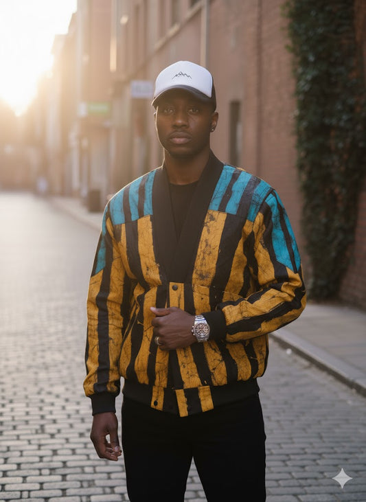 Obafemi Adire African print cotton Jacket for Men
