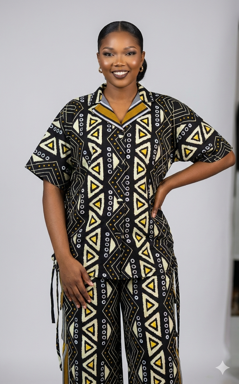 Adedayo aso oke and ankara kimono shirt & baggy cargo pants