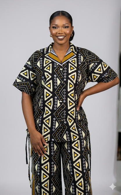 Adedayo aso oke and ankara kimono shirt & baggy cargo pants