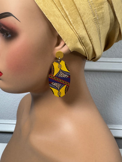 Afrocentric earrings (Yellow print)