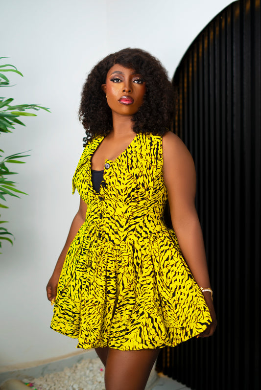 Nova Sleeveless Vest-Style Pleated Mini Dress