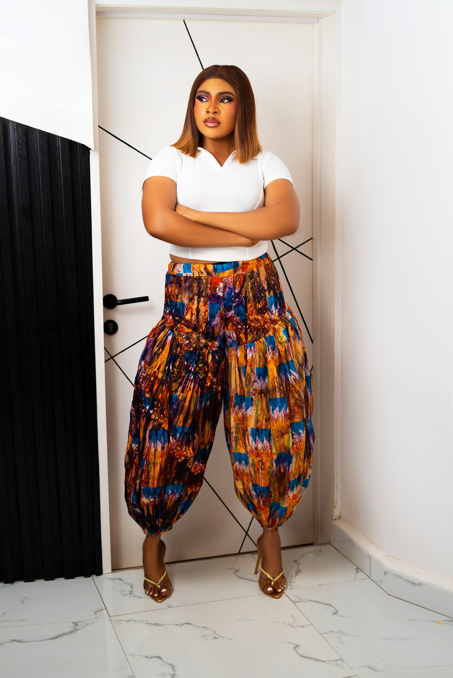 Elevated Bohemian: Vibrant Multi-Pattern Harem Pants