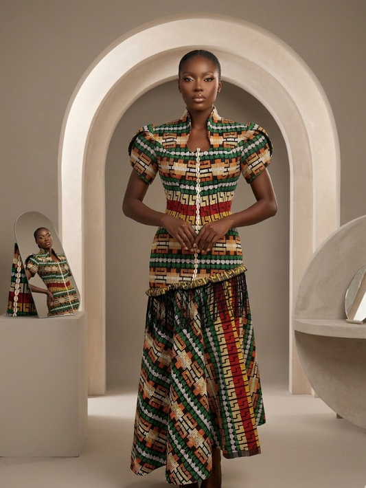 Zuri Cowrie-Trimmed Asymmetric Fringe Maxi Gown