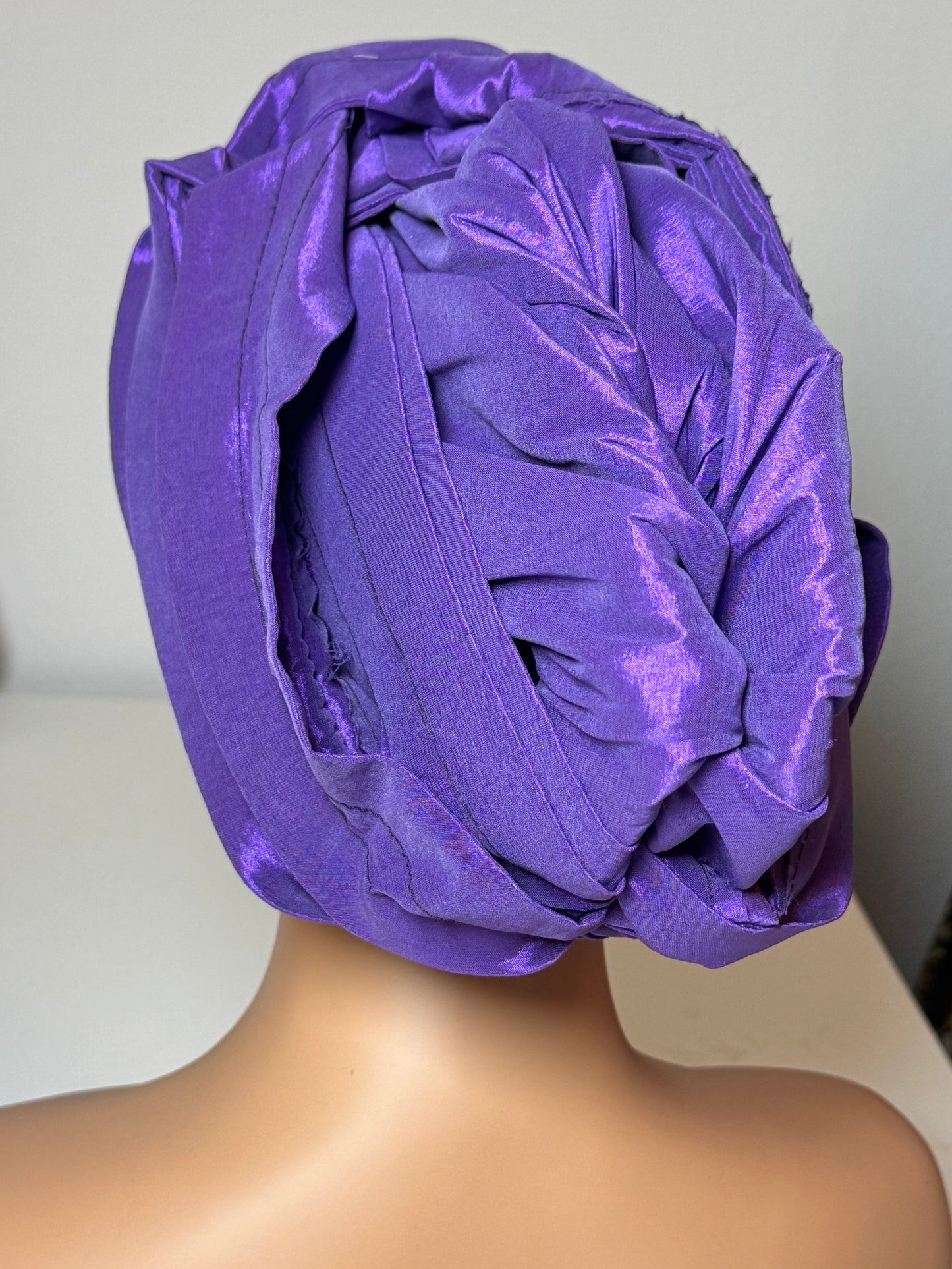 Pre-tied turban african multi-layer headband  (Purple)